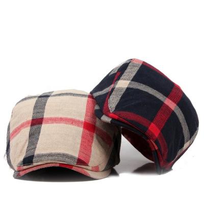 China MIO Ivy Cotton Linen Men's Hats Front Hats Cotton ivi Hat Newsboy Hat Classic Striped Plaid Hat Men Retro for sale