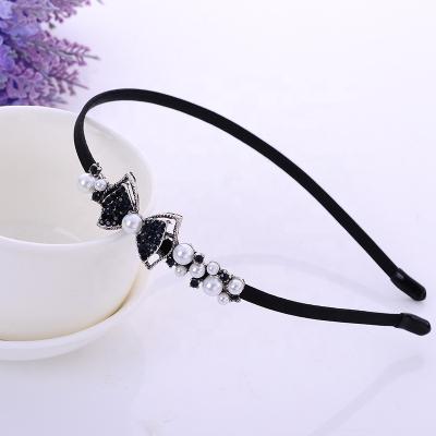 China MIO New Design Women Vintage Hair Band Comfortable Soft Soft Accessories Black Crystal Headband Girls Women Boutique for sale