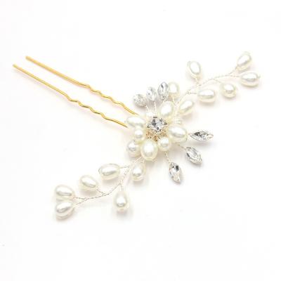 China Big Days Wedding/Luxury Hair Pin Clip Pearl Bridal Hairpin Crystal And Beads Wedding Prom Gold Gifts For Women Accessories Jewelry for sale