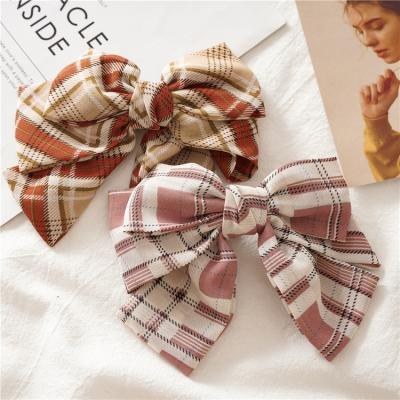 China MIO Hot Sale Fashion Large Hair Clip Bow Ponytail Hairpins Plaid Hair Accessories Hair Clips Headdress For Girls for sale