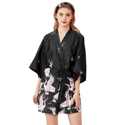 China Wholesales Wholesale Sales Print Pajamas Women Cheap Custom Colorful Animal Colorful Animal Kimono Satin QUICK DRY Long Robe for sale