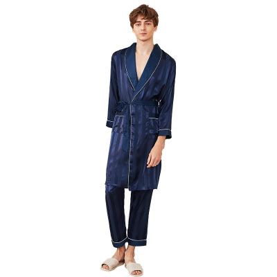 China Factory direct sales QUICK DRY high quality silk fabrics and solid color long robe pajamas suit men for sale