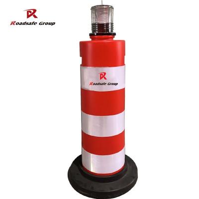 中国 Road Orange Barrier Uruguay Safety Warning Reflective With Flashing Yellow Light Drum Barrel 販売のため