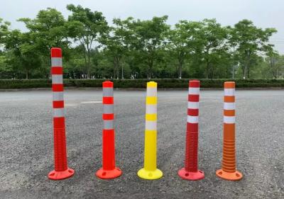 China Spring Parking Sign Post Road Safety Flexible PU Screw Thread Parking Lot Sign Posts for sale