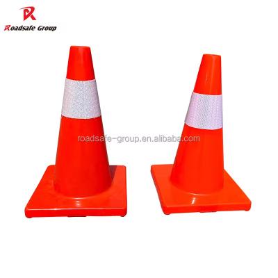 China 45cm PVC Orange Road Cones 0.9kg Reflective Red Safety Cones for sale