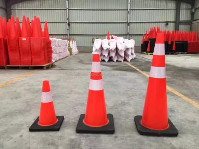 China Flexible 1.65kg Orange Traffic Cones High Brightness Reflective Tape 36 Traffic Cones for sale