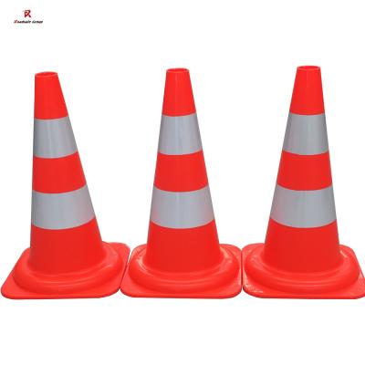 China PVC Traffic Cones Safety Cone With Reflective Tape 70cm 28inches Orange Warning Cone for sale