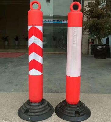 China Divider High Flexible PU Warning Post Delineator Flexible Sign Posts With Rubber Base for sale