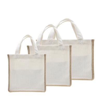 China Custom Handled Tote Bag Pure Linen Gusset Shopping Bag Eco-friendly Sublimation Textile for sale