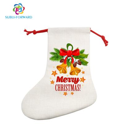 China Christmas Santa Sack Stocking Gift Bag Polyester Blank Sublimation Canvas Christmas Stocking New Arrival Christamas Home Decor Christmas Decoration Supplier for sale