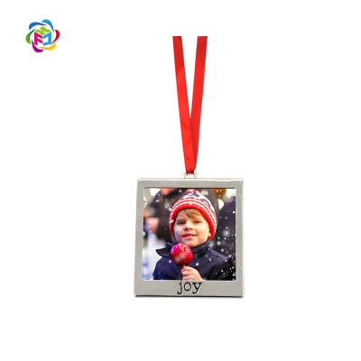 China High Quality Customized Christmas Decoration Supplier Sublimation Metal Ornaments For Christmas Square Shape--Joy for sale