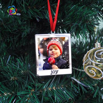 China High Quality Customized Sublimation Metal Ornaments For Christmas Square Shape--Joy for sale