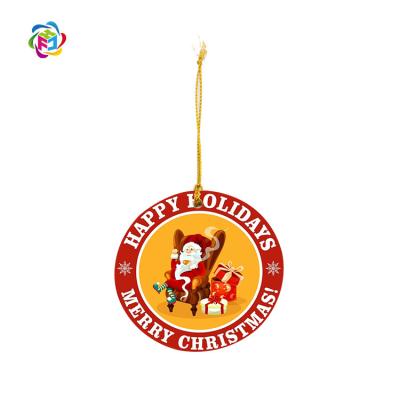 China Fashionable and Beautiful Customize Two Sides Sublimation Blank Ceramic Round Flat Hanging Ornament Sublimation Ornament White Blank Christmas Ornaments for sale