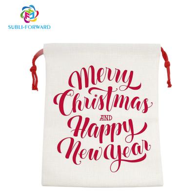 China Christmast Santa Sacks Ornament Christmas Decoration Supplier Wholesale Sublimation Fabrics Personalized Christmas Sacks With Drawstring for sale