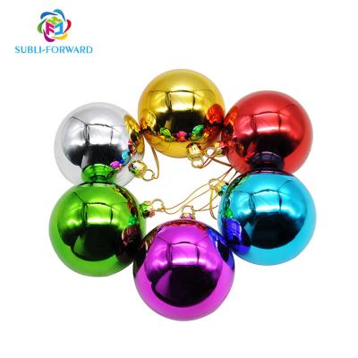 China Promotion Gift Multicolor Hanging Ornament Plastic Sublimation Masks Christmas Balls With Personalized Printing for sale