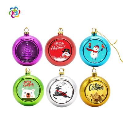 China Wholesale Multicolor Promotion Gift Ornament Plastic Hanging Sublimation Masks Christmas Balls With Customized Printing for sale