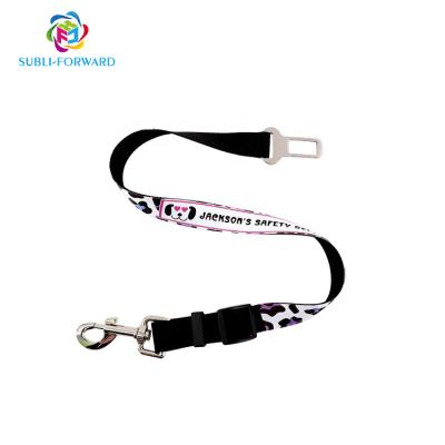 China Customized wholesale high quality blank pet seat belt with white patch for sublimation printing for sale