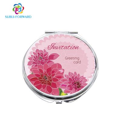 China Double Sided Promotional Price Custom Design B14 Sublimation Round Shape Make Up Metal Mirror for sale