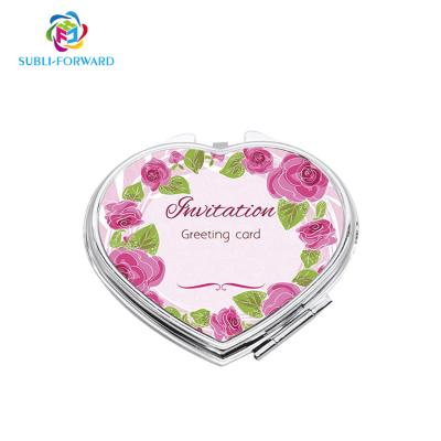 China High Quality B14 Double Sided Manufacturer Sublimation Heart Shape Double Sided Mirror For Makeup for sale