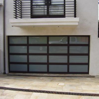 China Waterproof contemporary aluminum and (privacy) frosted tempered glass garage door for sale