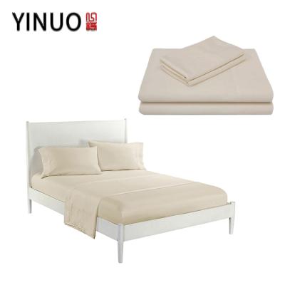 China Anti fitted dust mite 2020 hot cotton sale bed sheet adult hotel beige printing bed sheet sets for sale