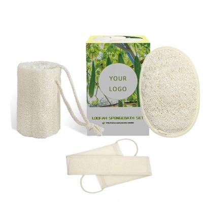 China All Natural 100% Natural Loofah Sponge Scrubber Customized Exfoliating Bath Spa Loofah Pads Set for sale