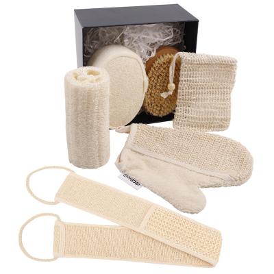 China EXFOLIATING Loofah Belt Bath Strap Body Bath Exfoliating Back Scrubber Cleaning Rub Double Side Loofah Scrub Strap With Handles for sale