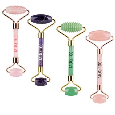 China Whitening 2021 Natural Beauty Skin Care Machine Beauty Facial Face Eyes Neck Body Muscle Gua Sha Jade Roller for sale