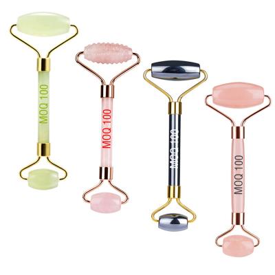 China Whitening Hot Selling Natural Beauty Skin Care Tools For Face Eyes Neck Body Muscle Relaxing Logo Pink Jade Roller Custom Made for sale