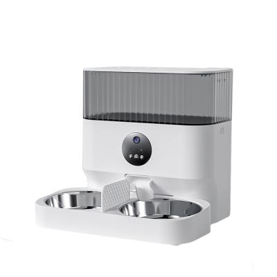 China Automatic 5L 7LWifi automatically connected to Tuya smart APP controlled pet feeders for cats and dogs, double stainless steel bowls for sale