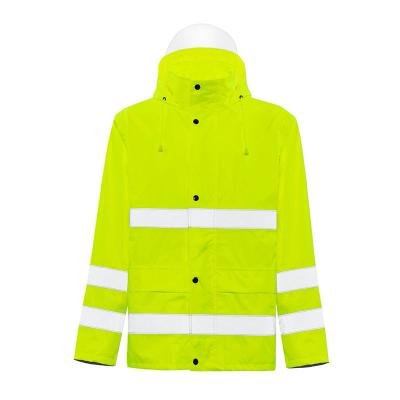 China Hot Selling Waterproof New OEM Custom Water Proof High Visibility Raincoat PU Coating Reflective Fabric Jacket Raincoat For Motorcycle for sale