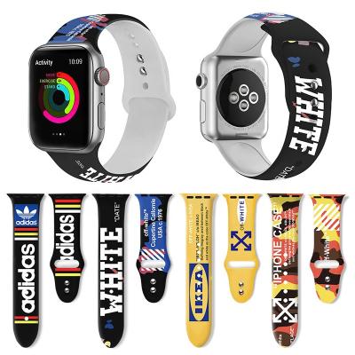 China Hot Selling Custom Made Rubber Men Sport Mouse Cartoon Character Silicone Rubber Aplle Print Watch Band For Apple Watch Series 6 Watch Strap for sale