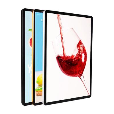 China led photo frame light box glass advertising led restaurant hotel menu board poster frame square for sale