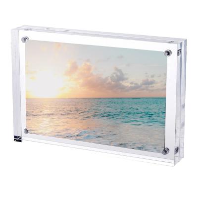 China Elevator/Exhibition/Billboard/Poster/Bank 20mm Thickness Photo View Acrylic Picture Frames Clear Double Sided Magnetic Picture Frame for sale