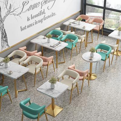 China Modern China Cafe Furniture Pink Modern Leather Cafe Restaurant Tables And Chairs for sale