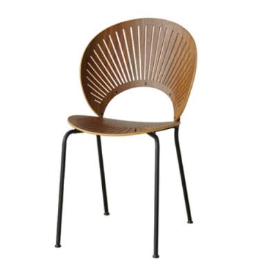 China Modern Nordic Banquet Event Chairs Stackable Back Shell Shape Chairs Wholesale Modern Wood Back Restaurant Dining Chairs for sale