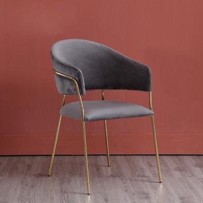 China Modern Wholesale Modern Dining Chairs Gold Velvet Stainless Steel Metal Frame Luxury Legs Beige Fabric Dining Chairs for sale