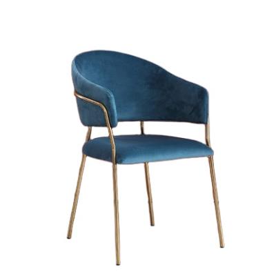 China Wholesale Modern Home Chairs Modern Luxury Metal Frame Legs Stainless Steel Gold Velvet Beige Fabric Dining Chairs for sale