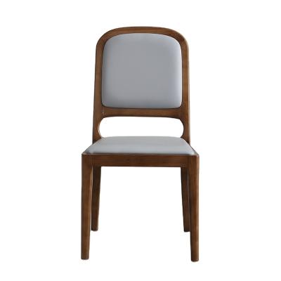 China Modern Minimalist Nordic Home Restaurant Solid Wood Leather Dining Chair for sale