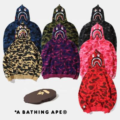 China Fashion Bape Breathable Camouflage Hoodie Full Zipper Bape Shark Hoodies Sweatshirts Zip Up Full Face Zipper Hoodie for sale