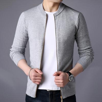 China Anti-Wrinkle Provide Customized Autumn Men's Sweaters Shrug Knit Sweater Long Sleeves Stand-up Collar Zipper Casual Cardigan for sale