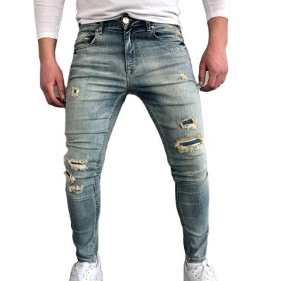 China OEM gym skin QUICK DRY jeans for men damage ripped jeans for men damage jeans for man for sale