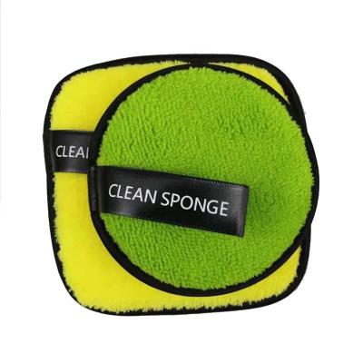 China Soft Short Microfiber Villus Easy Cleaning Large Size Round Make Up Remover Pads Face Blast Sponge Cleaning Pad for sale