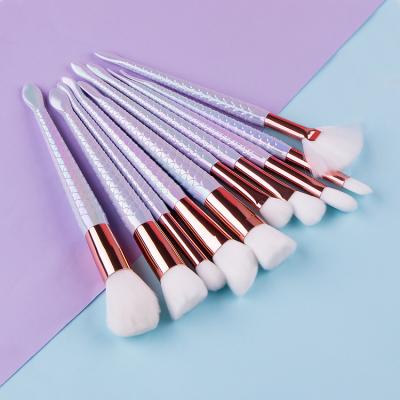 China Angular Blush Amazon Best Selling Mermaid 10pcs Cosmetic Brush Fish Tail Makeup Brushes Brochas De Maquillaje for sale