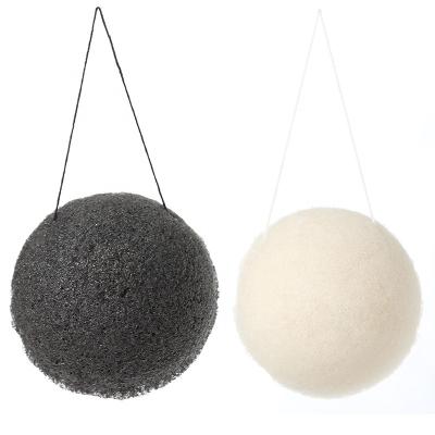 China Large Eco-friendly Japanese Facial Bamboo Charcoal Exfoliating Natural Skin Care Konjac Sponge for sale