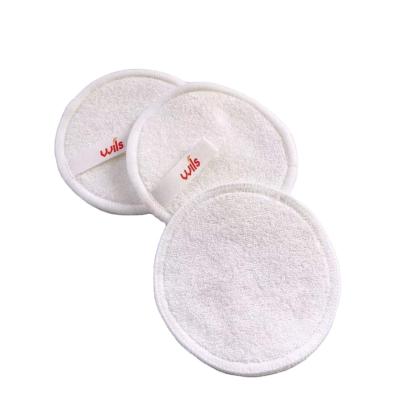 China Washable Recyclable ECO-FRIENDLY High Quality Reausable Bamboo Makeup Remover Pads Round 3 Layer 8cm Diameter Cotton Terry Cloth for sale