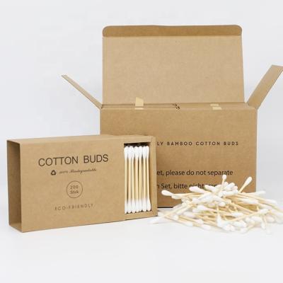 China New Product 200pcs Natural Degradable Cotton Bud Makeup Remover Wooden Swab With Custom Package for sale