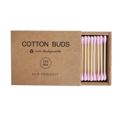 China 200pcs Natural Degradable Eco-friendly Bamboo Disposable Bamboo Gauze Swab Cotton Ear Swab Sticks Cotton Ear Swab for sale