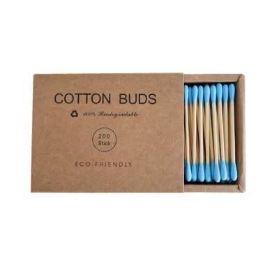 China Wholesale Natural Degradable Factory Household Wound Care Ears Cleaning Disposable Double Headed Bamboo Custom Logo Cotton Buds for sale