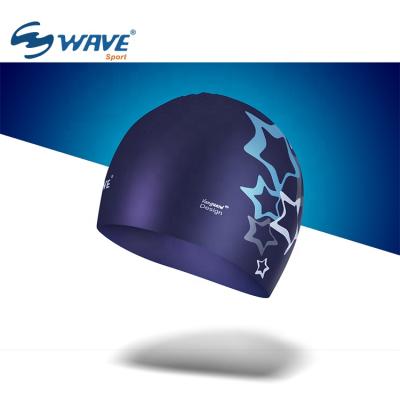 China Custom Pattern Silicone Printing Size Eco-Friendly Purple Swim Cap For Running for sale